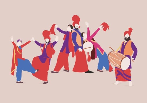 Bright Bhangra Colorful Dancer Vectors