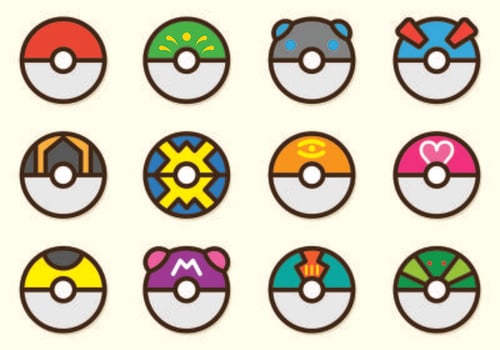 Set Of Poke Ball Pokemon vector