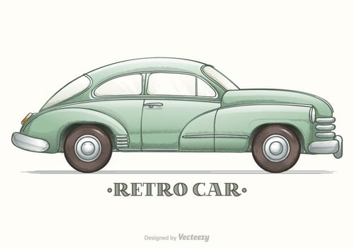 Colored Hand Drawn Sketch Retro Car Vector