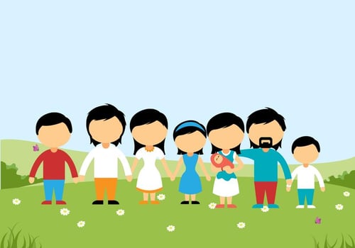Family on a Hill Background Vector
