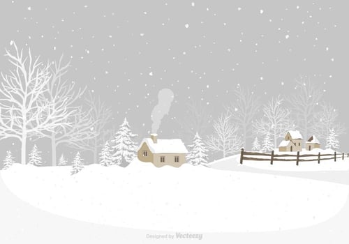 Winter Village Vector Background
