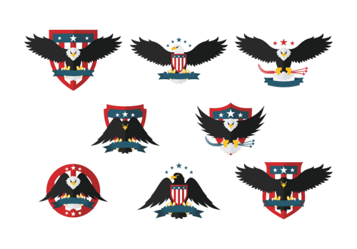 Eagle Seal Flat Icons vector