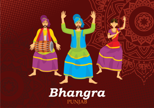 Bhangra Folk Dance Illustration vector