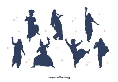 Bhangra Dancers Silhouette Vector