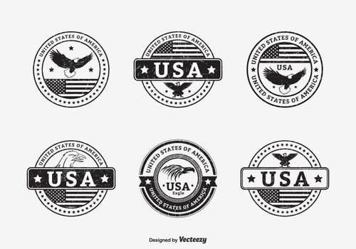 Black Grunge USA Seals Vector