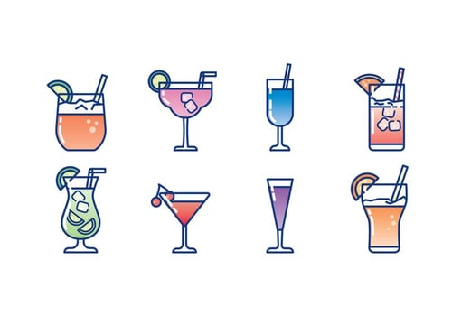 Glass of Cocktail Icon Set vector