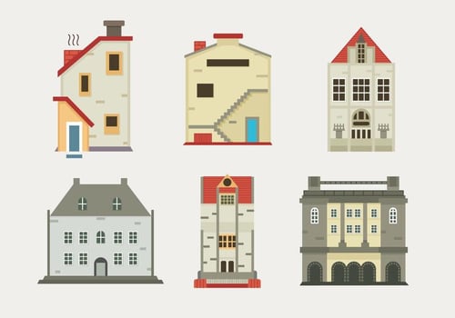 Edinburg Old Building Flat Vector Illustration