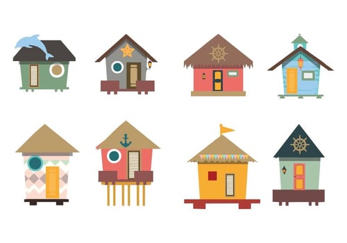 Traditional House Beach Hut  Vector