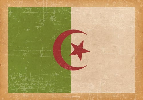 Flag of Algeria on Old Grunge Background vector