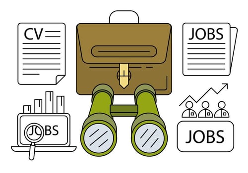 Linear Job Hunting Icons vector