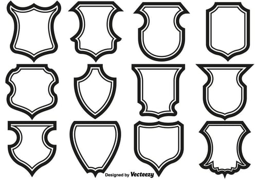 Shield Frames Icons Vector Set.
