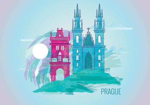 Beautiful Painting of Prague  vector