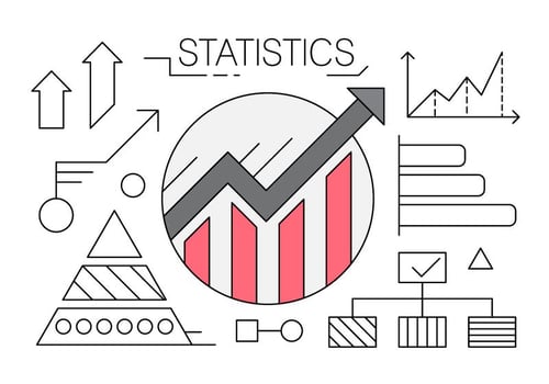 Linear Icons with Charts and Statistics vector