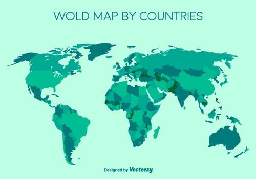 Vector Detailed Green World Map