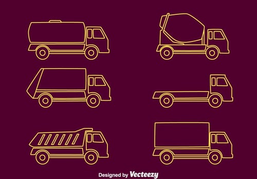 Trucks Line Collection Vector