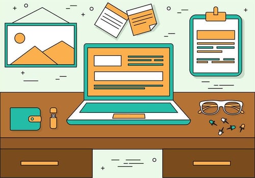 Free Flat Design Vector Desktop Illustration