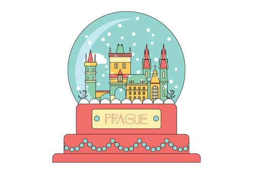 Prague Snow Globe Vector