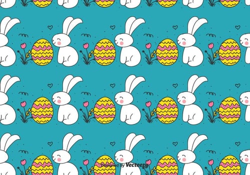 Doodle Easter Bunny And Egg Pattern vector