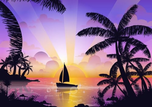 Scene Of Tropical Playa vector