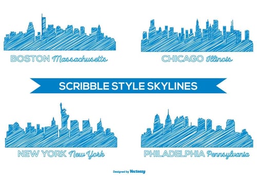 Scribble Style Skyline Set vector