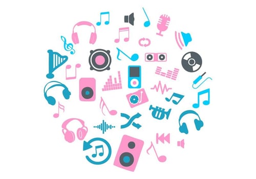 Pink and Blue Circle Music Icons Vector