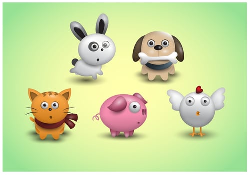 Cute Animal Icons Vector