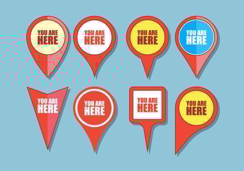 You Are Here Sign Icons vector