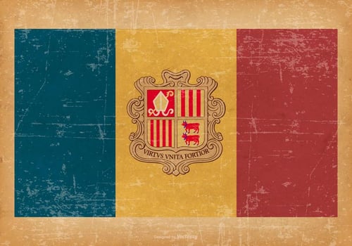 Flag of Andorra on Grunge Style Background vector
