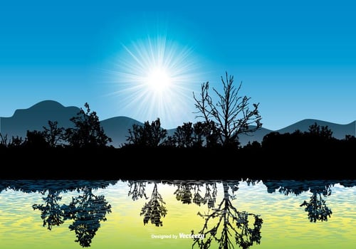 Beautiful Landscape Scene with Water Reflection vector