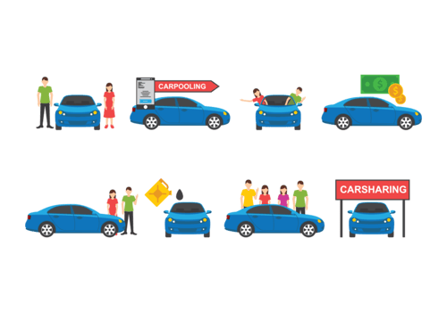 Carpool Icons Vector