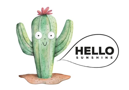 Cute Cactus Botanical Plant Watercolor Style vector
