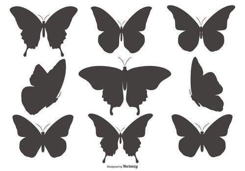Butterfly Silhouette Shapes Collection vector