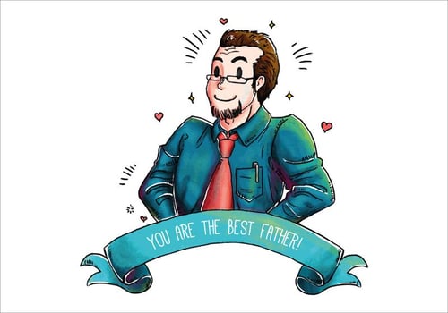 Cute Dad Watercolor for Father's Day Vector