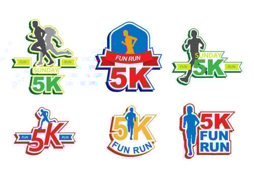 Bright 5K Run Sticker Vectors