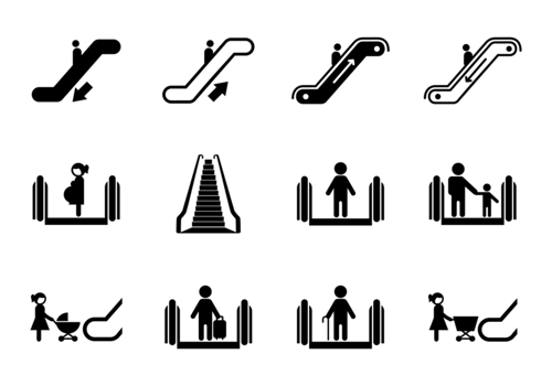 Escalator Icons Vector