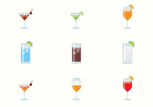 Alcohol And Cocktails Drinks Set vector