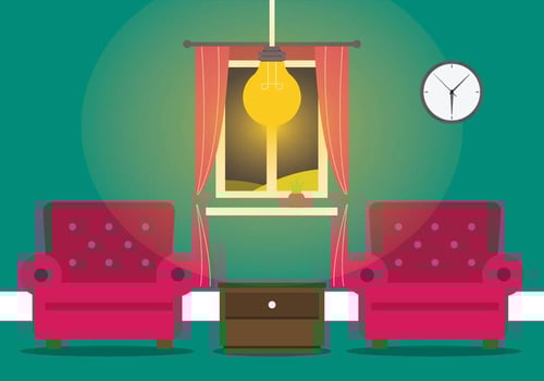 Warm Living Room With Modern Lamp Vector