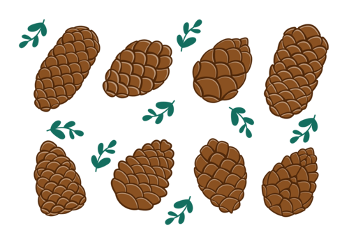 Pine Cones Icons Vector