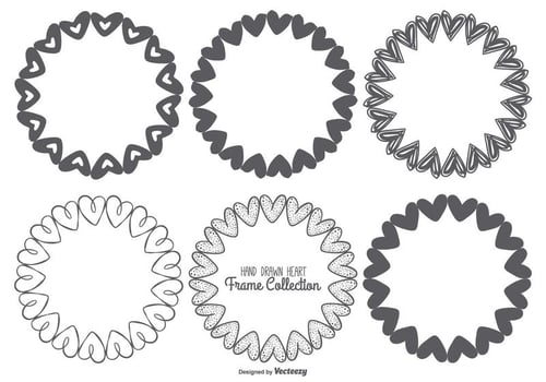 Cute Sketchy Heart Frames Collection vector