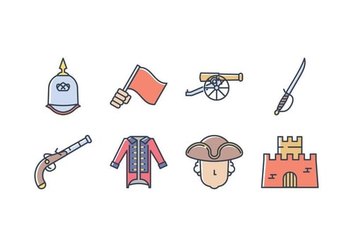Colonial Army Icon Set vector