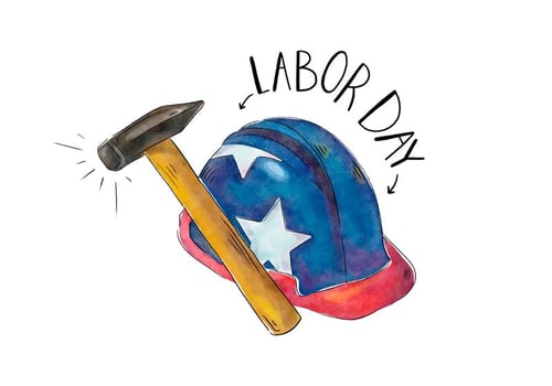 Patriotic Construction Hemelt With Hammer With Flag USA Color vector