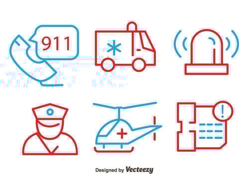 Police And Emergency Element Line Vectors