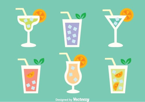 Glass Of Cocktail Menu Vectors