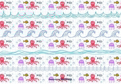 Children's Drawing Sea Pattern vector