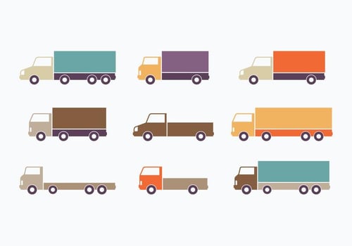 Colorful Flat Style Moving Van Collection vector