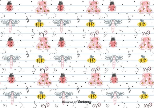 Children's Drawing Insects Pattern vector
