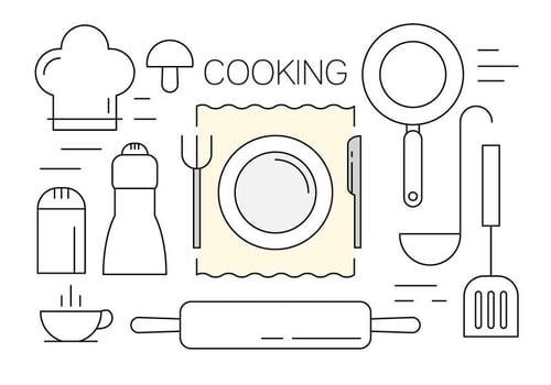 Vectors of Cooking Utensils in Minimal Design Style