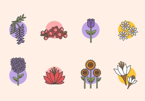 Flat Spring Flower Vectors