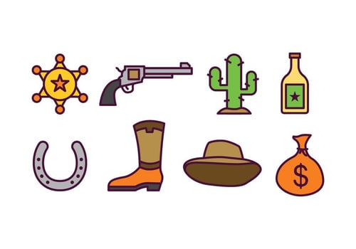 Cowboy Icon Set vector