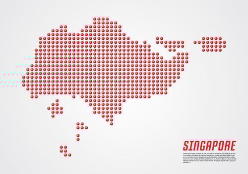 Singapore 3D Dotted Map vector